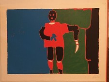 Tano Festa, 'Senza titolo' (ragazzo con spada), litografia a colori, 76x56 cm