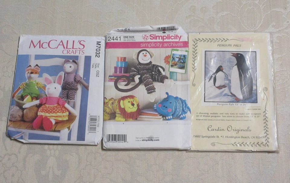 Conejito Gato Zorro Pingüino Mono León Hipopótamo Yoyo Animales de Peluche Juguete Patrón Lote de 3 piezas Foto 2 de 4