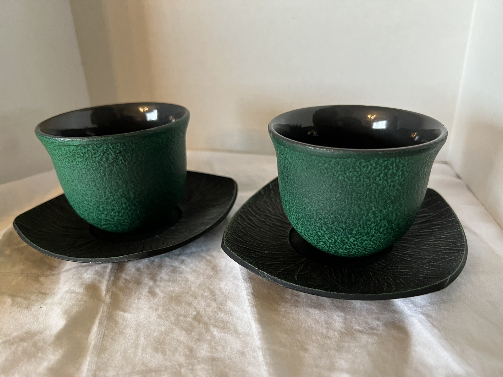 Teavana Pair Of Japanese Cast Iron Tea Cups And Saucers Made In Japan