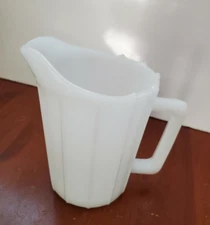 Vintage Milk Glass Pitcher Ribbed Paneled Juice Cream 5.5" high
