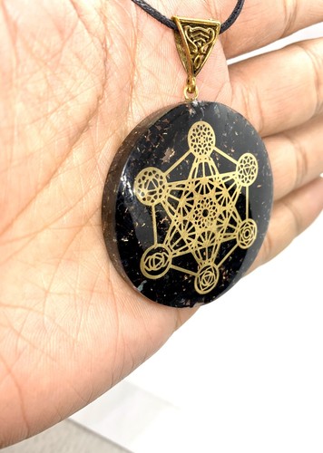 Orgone Black Tourmaline Orgonite Pendant 7 Chakra METATRON Reiki Cord Necklace - Picture 2 of 4