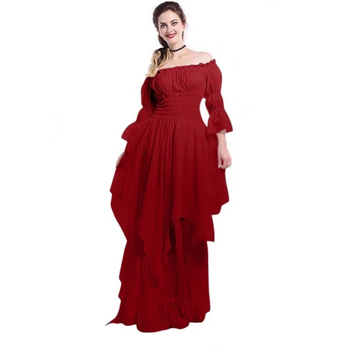 Damen Viktorianisch Langes Kleid Renaissance Mittelalter Hexe Kostüm Gothic - Bild 6 von 20