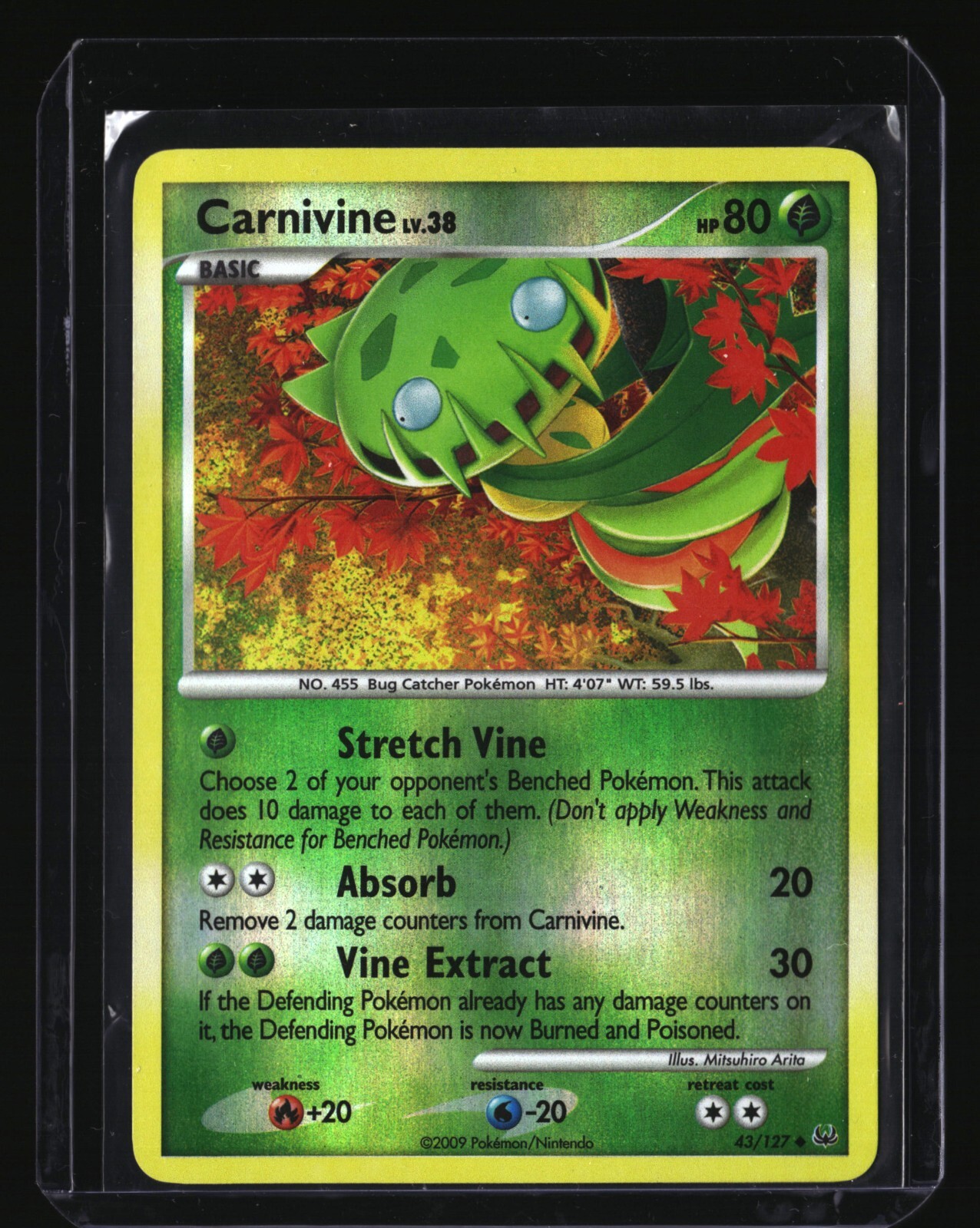 Pokemon CARNIVINE 43/127 Reverse Holo (2009 Platinum) LP/Light Play