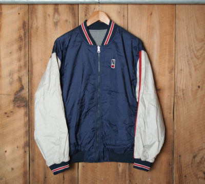 Vintage NIKE Navy Blue/Red/Gray Reversible Windbreaker Court Jacket Men's Sz. M
