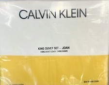 CALVIN KLEIN JOAN YELLOW BORDER KING DUVET COVER SET W/ SHAMS