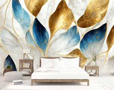3D Blue Texture Leaf ZHUA3723 Wallpaper Wall Murals Removable Self-adhesive Ann