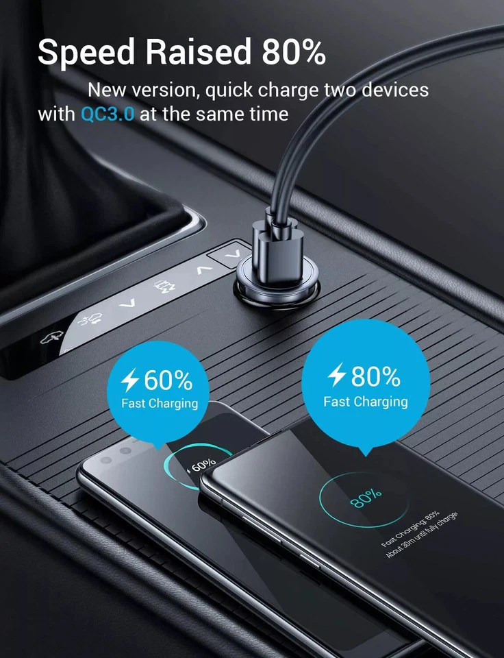 Car Charger USB C Fast Charging Car USB Adapter Travel Type C Dual Port Quick  - image 3 of 4