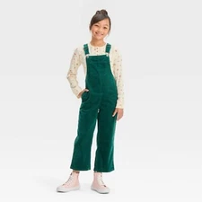NEW Girl's Cat & Jack Corduroy Wide Leg Ankle Length Overalls - Jade Green