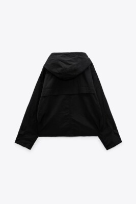 NWT ZARA SHORT TECHNICAL FABRIC JACKET BLACK - REF 8073/048