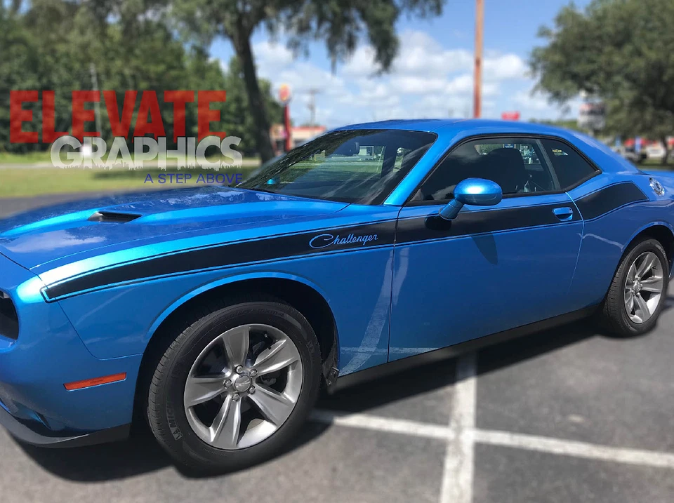 Calcomanías de vinilo calcomanías adhesivas laterales rayas lisas gráficos para Dodge Challenger 2011-2023 Foto 2 de 4
