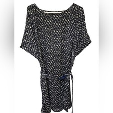 Zara Basic Black Grey Printed Belted Dress