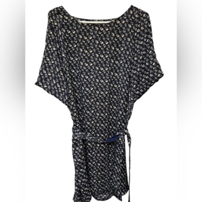 Zara Basic Black Grey Printed Belted Dress