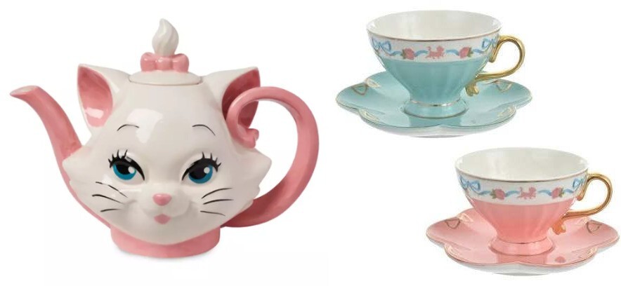 Disney D23 Marie Figural Teapot W/ Lid & 2 Teacups Ann Shen The