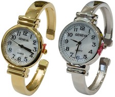New Geneva Metal Band Slim Case Mother of Pearl Dial Women's Bangle Cuff Watch
