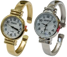 New Geneva Metal Band Slim Case Mother of Pearl Dial Women's Bangle Cuff Watch
