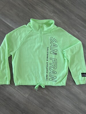 Girls’ H&M San Fran California Athletic Dept Sweatshirt Sz 10-12Y Green 1/4  zip - Main Image