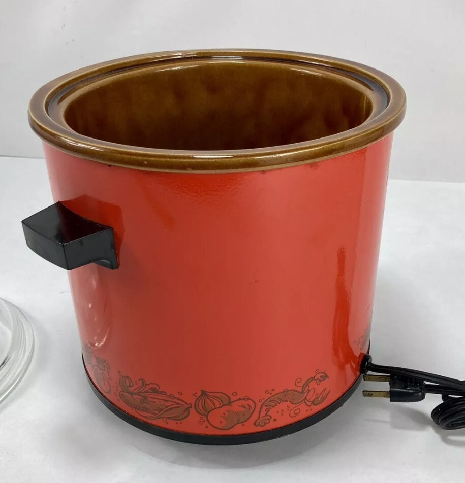 Vintage Retro Rival Slow Cooker Crock Pot 3.5 Qt Flame Red Orange w/Lid ...