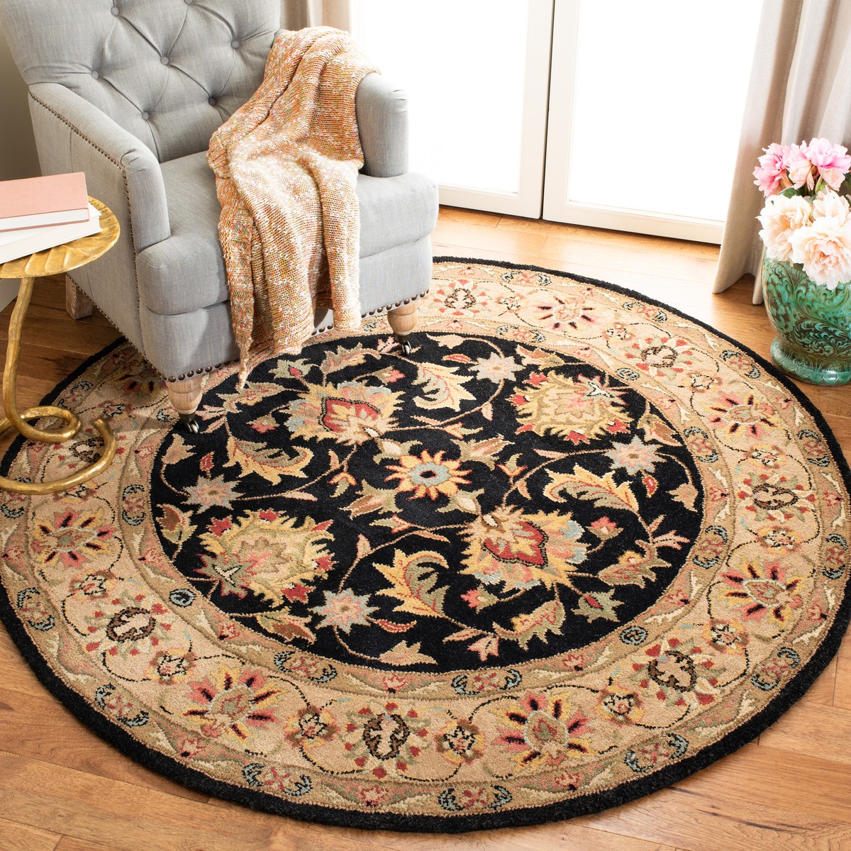 Safavieh Heritage BLACK / BEIGE 3'-6&quot; X 3'-6&quot; Round Area Rug 