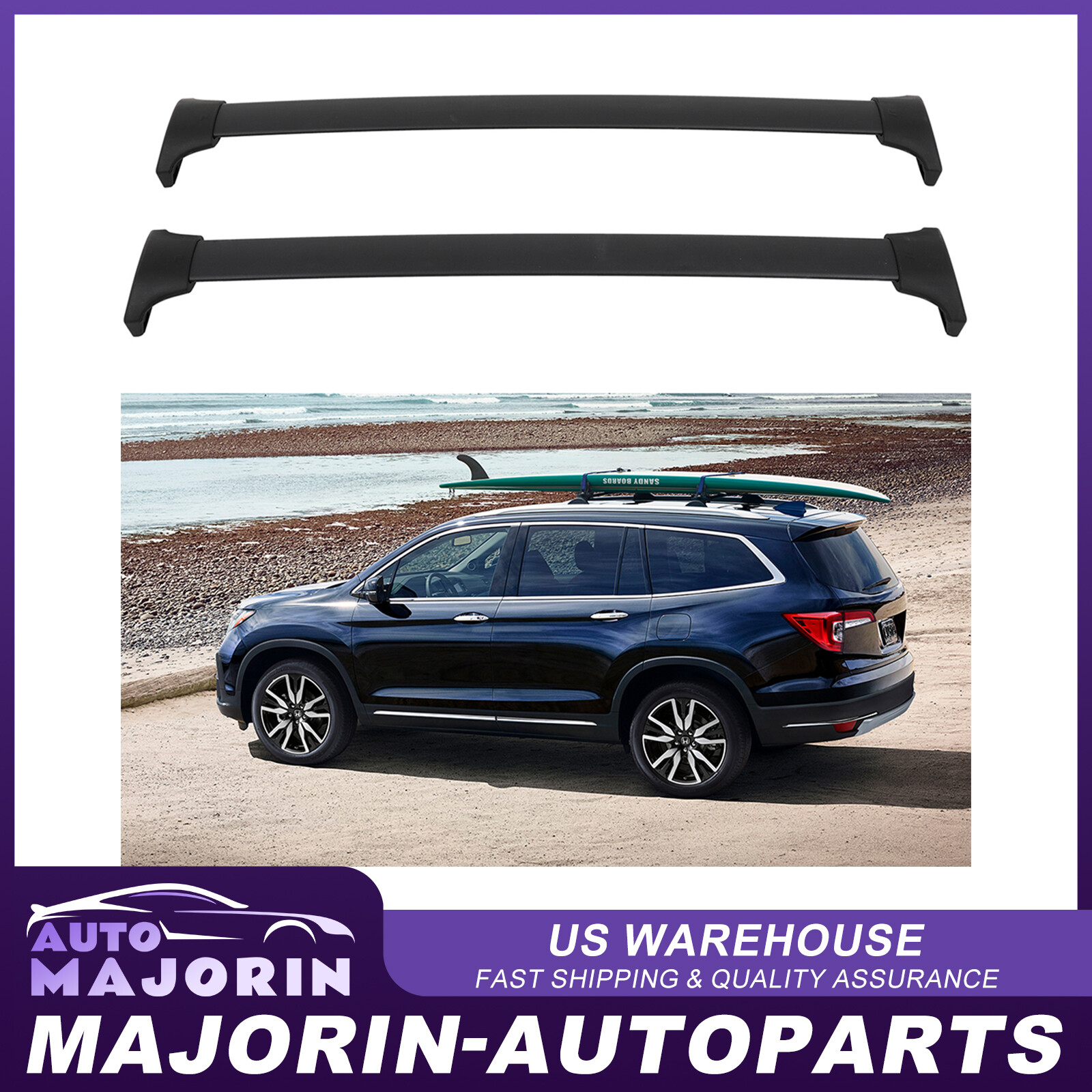 2PCS Luggages Carrier Roof Rack Bar Crossbar Accessories For HONDA PILOT 2016-22