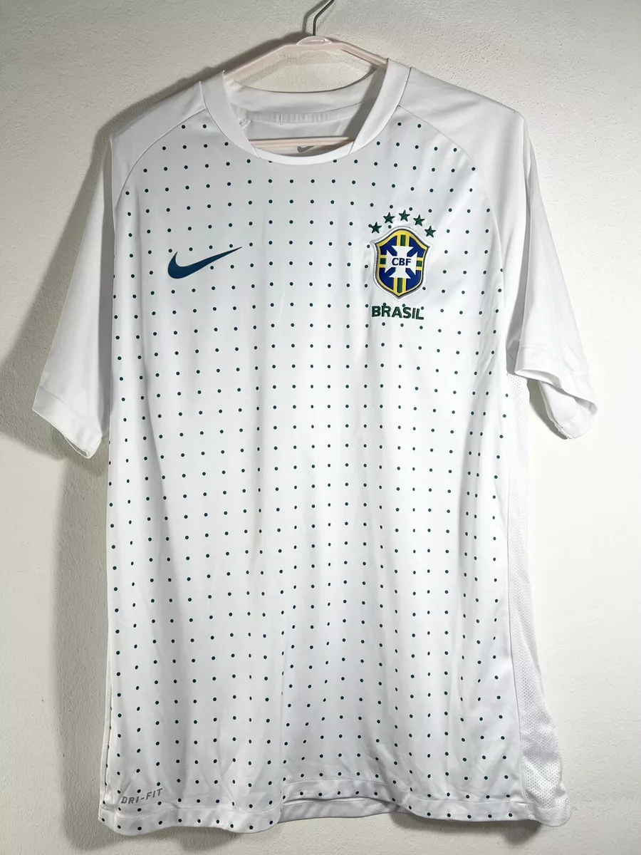 Vintage NIKE BRAZIL BRASIL FOOTBALL Training Pre Match Shirt White M