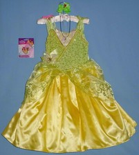 DISNEY PRINCESS TIANA DELUXE COSTUME DRESS-GIRLS 7-8-HAIR BOW-BONUS ACCESSORIES