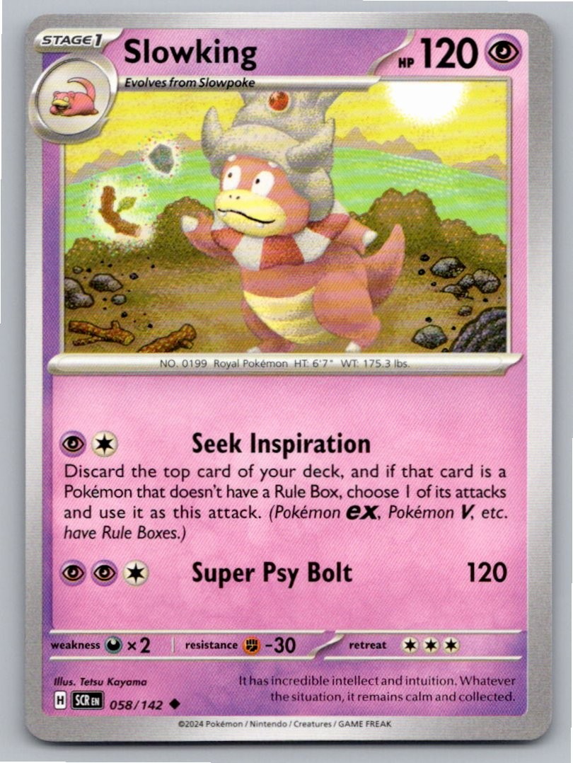 2024 POKEMON SLOWKING STELLAR CROWN 58/142 UNCOMMON NM A14643 FREE S&H