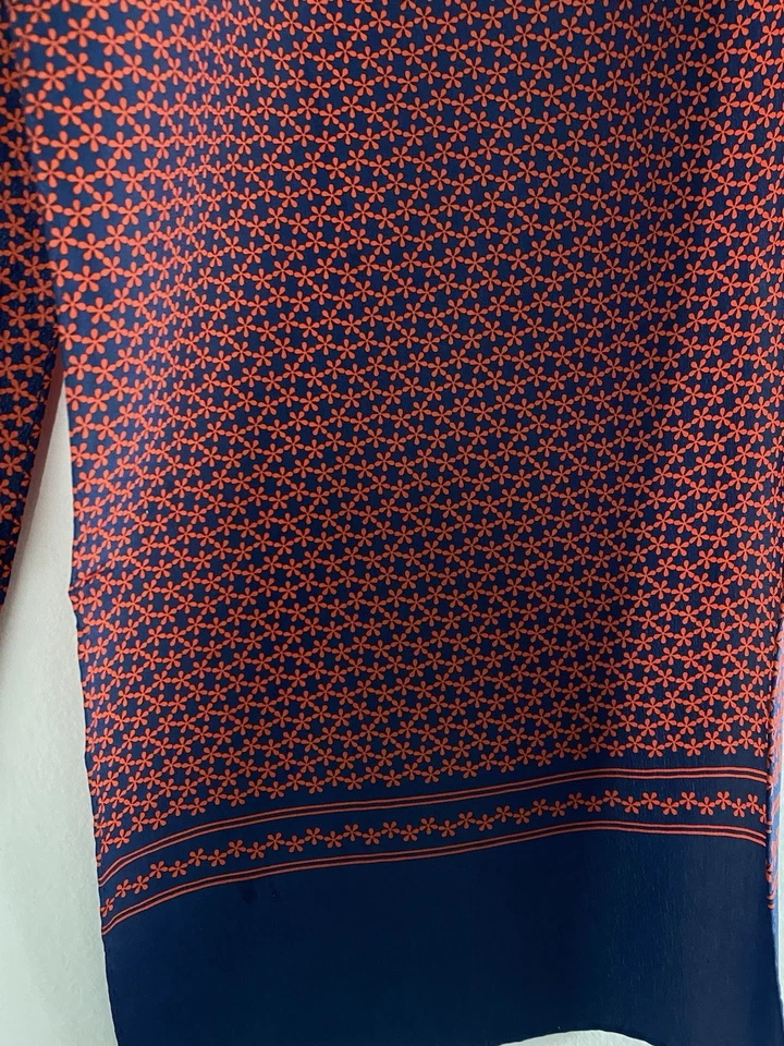 "LUJOSA bufanda azul seda sin marca para hombre con un detallado patrón floral rojo 68""/12""" Foto 2 de 4