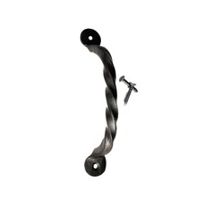 Wrought Iron Pull Cabinet or Door Handle in Black Twisted Gate 5.25 Inch Pair