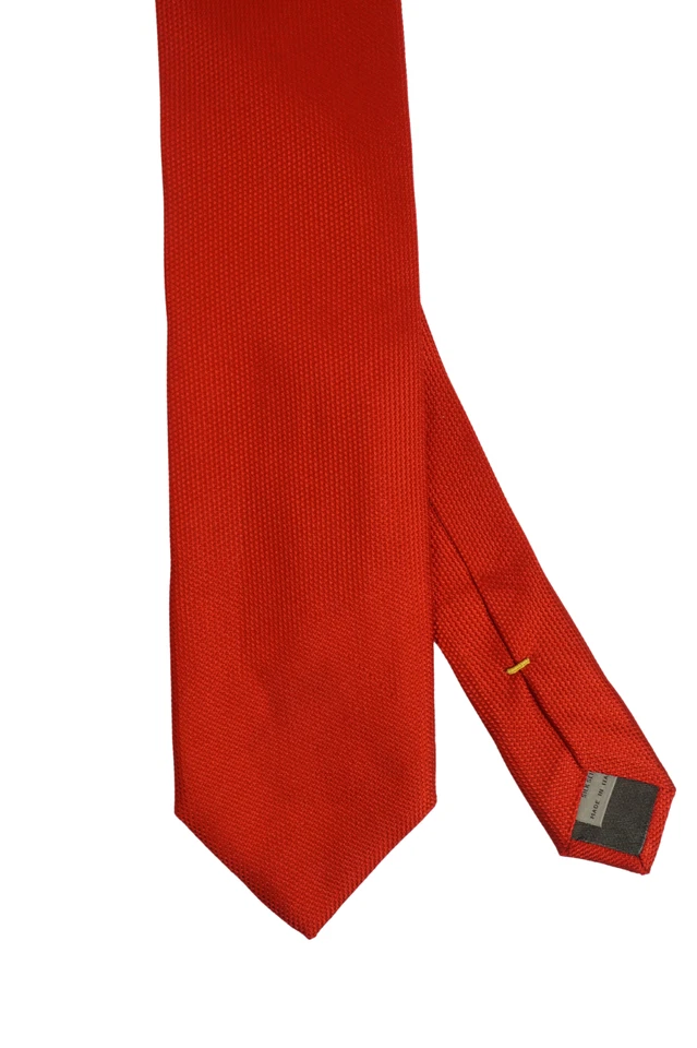 Gravata Canali vermelha sólida grade pescoço de seda Itália 3,25W defeito US$ 250 nova com etiquetas - Imagem 2 de 4