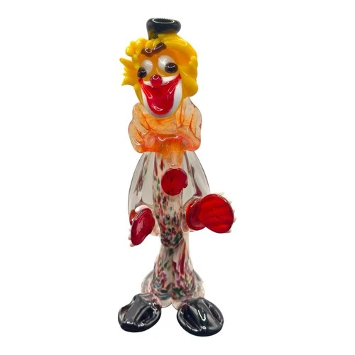 Vintage Murano Venetian Art Glass Clown Figurine Hand Blown Italian Decor
