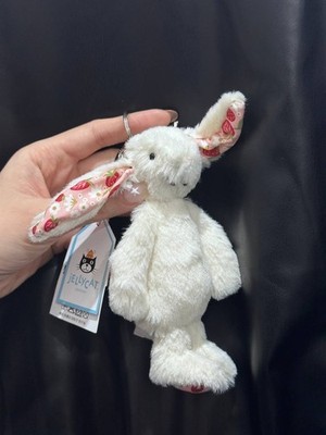 Jellycat Blossom Cream Bunny Berry Bag Charm Keychain Kawaii Gift NWT Cute Toy