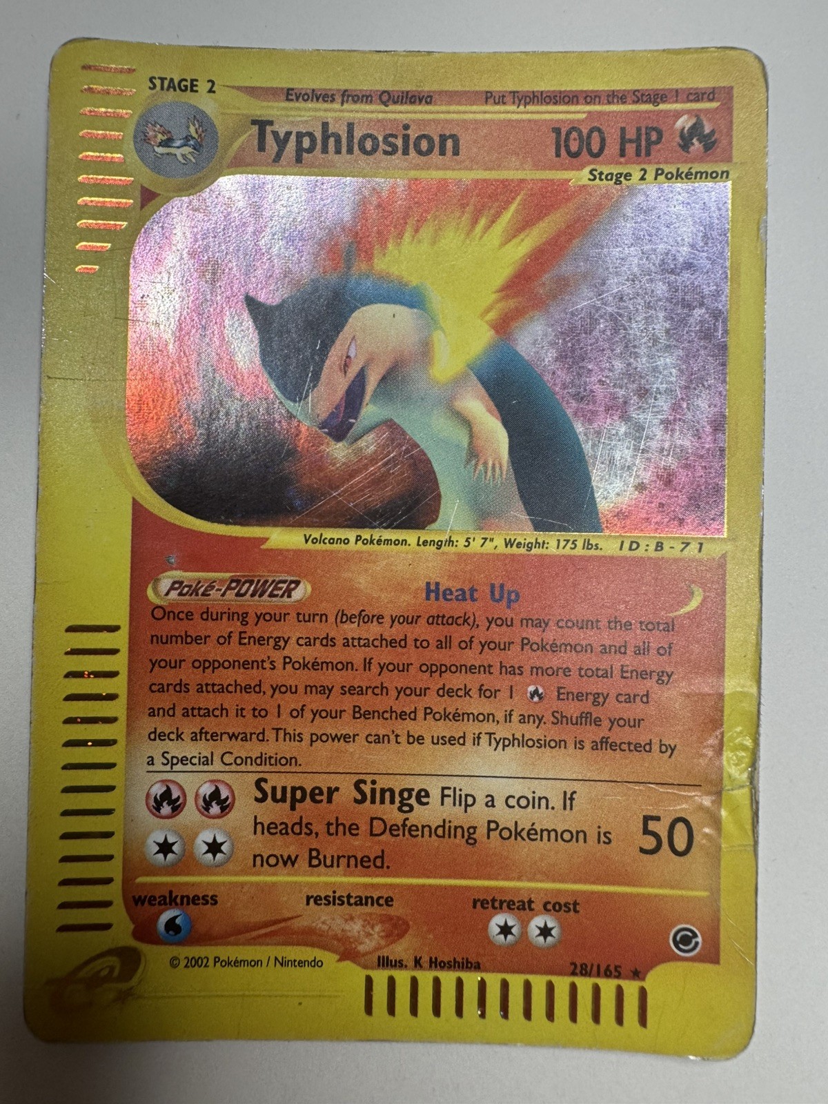 Typhlosion Holo Rare 28/165 Expedition Base Set Pokémon TCG 2002