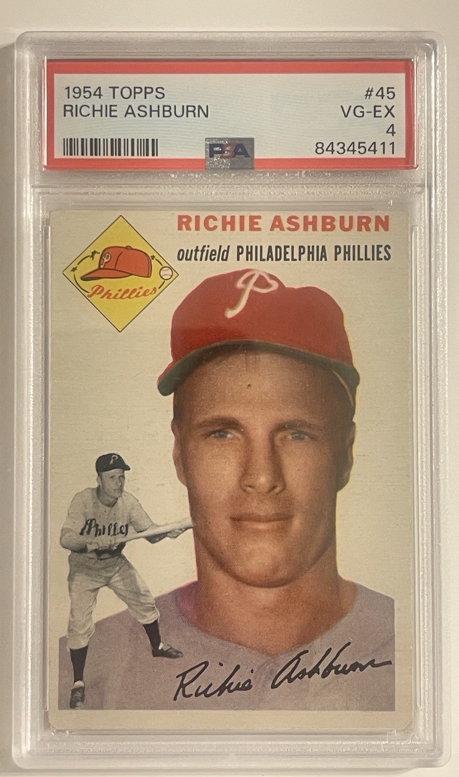 1954 Topps Richie Ashburn #45 Baseball Card PSA 4 HOF