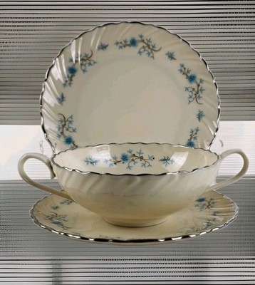 LENOX Chanson 3 pcs Set Flat Cream Soup Bowl, Under Plate & Dessert Plate