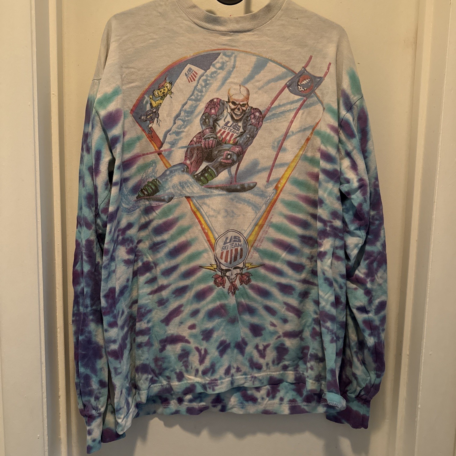 Vintage 90s 1994 1995 Grateful Dead Ski Bear Tie Dye Long Sleeve T-Shirt Size XL