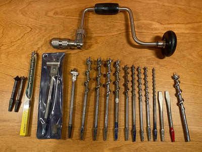 Vintage CRAFTSMAN 14-pc Auger Bit Set, DUNLAP No. 10 Bit Brace, GREENLEE, USA