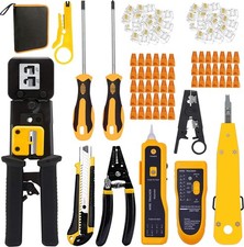 LEATBUY RJ45 Crimper Kit CAT5 CAT6 Crimping Tool Set for Pass Through with 50PCS