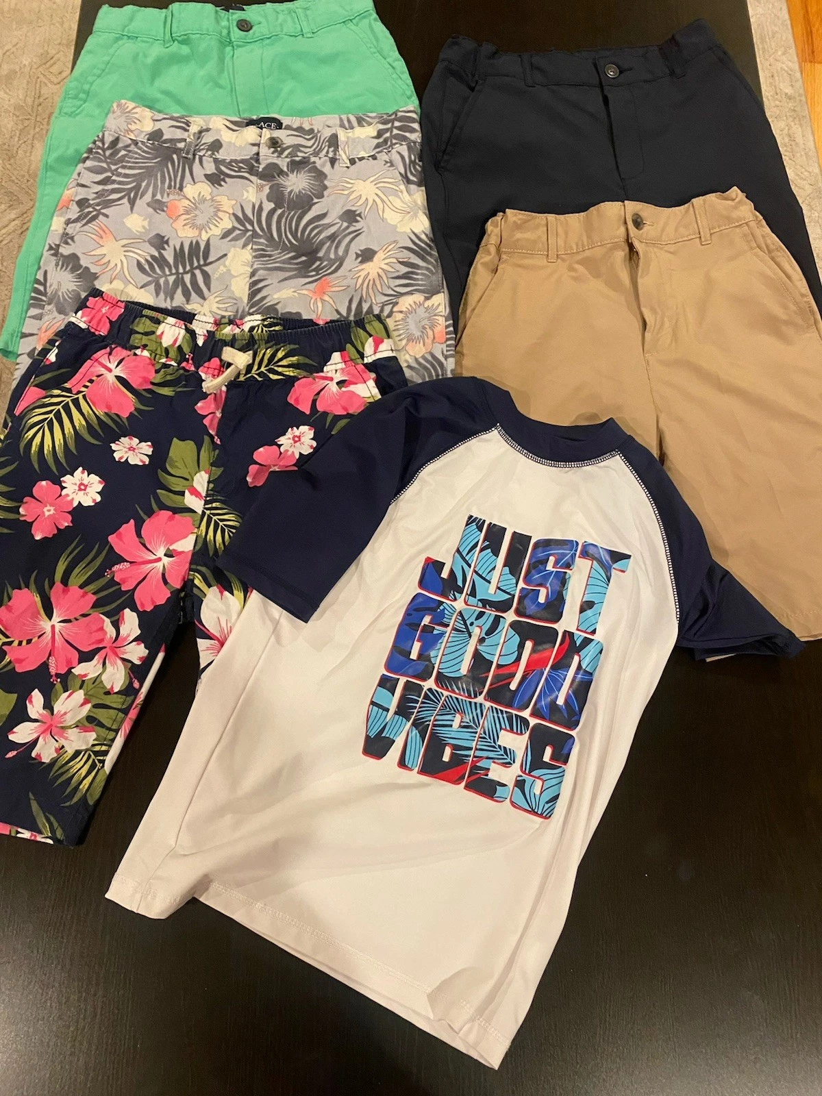 Place Boy’s Clothing Lot Size 12; 7 Items = 6 Shorts 1 Rash Guard Swim Top