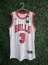 Adidas Men's White/Red Chicago Bulls Basketball Jersey 3 Wade Sizsle S