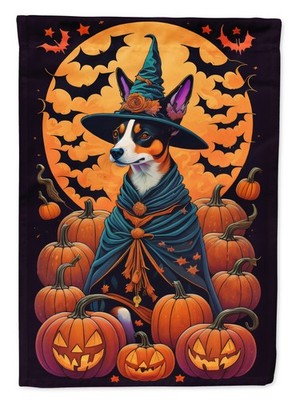 Caroline's Treasures Basenji Witchy Halloween House Flag DAC1473CHF