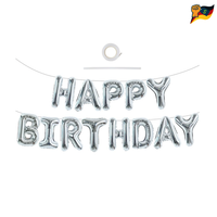 Silber Folienballon Happy Birthday Girlande Banner 16 Zoll Aluminium Luftballon