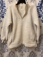 WOMENS AERIE Cream Sherpa Fleece with Pockets Size S Pullover Sweatshirt