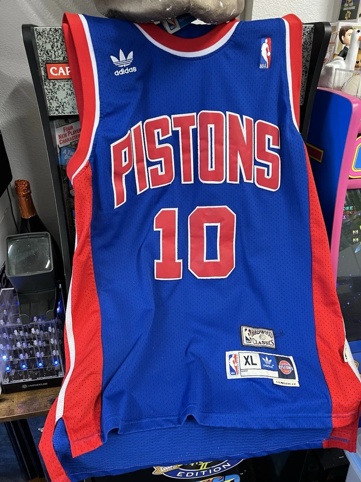 Detroit Pistons Dennis Rodman #10 XL Adidas Jersey Throwback Hardwood Classic - Image 2 of 4