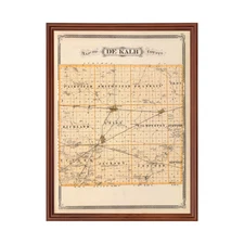 Old Map of Dekalb County, IN 1876 - Vintage Indiana Art