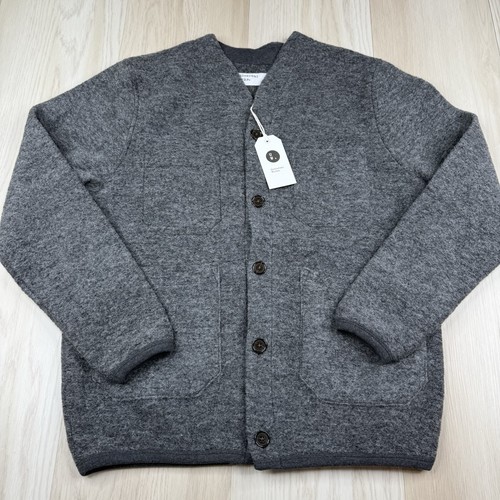 UNIVERSAL WORKS Men's Grey Wool Fleece Cardigan - Size S Small - NWT