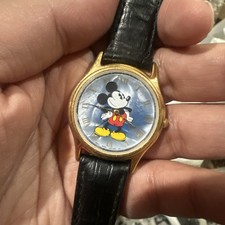 Vintage Lorus Mickey Mouse Unisex Watch Blue Iridescent MOP Dial 34mm 7  Repair
