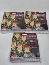 Lot 3 Vtg 2022 Beadery Folk Art Santas Beaded Xmas Ornament Kits 5161 Makes 18
