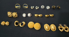Lot 13 Vintage Sign Monet Gold Tone Pierced Earrings Mint