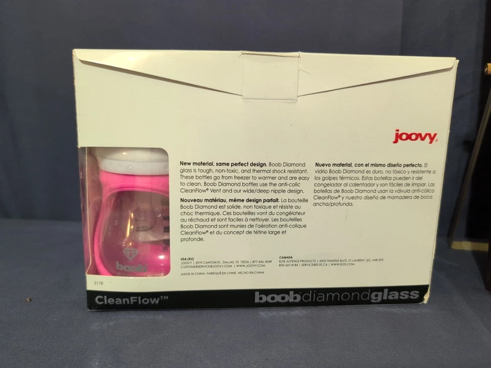 Biberones Joovy Boob de vidrio diamante con mangas de silicona (juego de 3) totalmente nuevos Foto 4 de 4