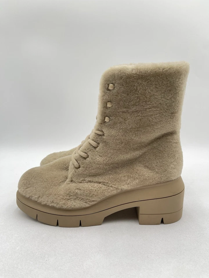Women’s Stuart Weitzman Nisha Chill Shearling Lace Up Ankle Booties Size 8C - Image 3 of 4